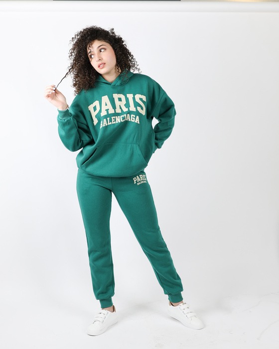 DROP SHOULDER HOODIE LETTER GRAPHIC AND SWEATPANTS