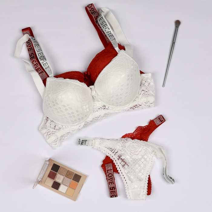 FLORAL LACE SCALLOP TRIM BRA SET (2 PIECES)