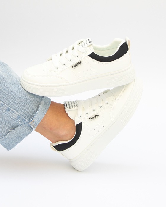 WOMEN TWO TONE LACE-UP FRONT SNEAKERS