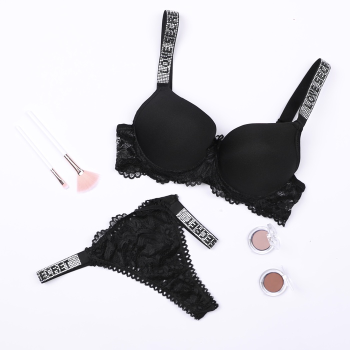 BLACK BRA AND PANTIES SET (2 PCS)