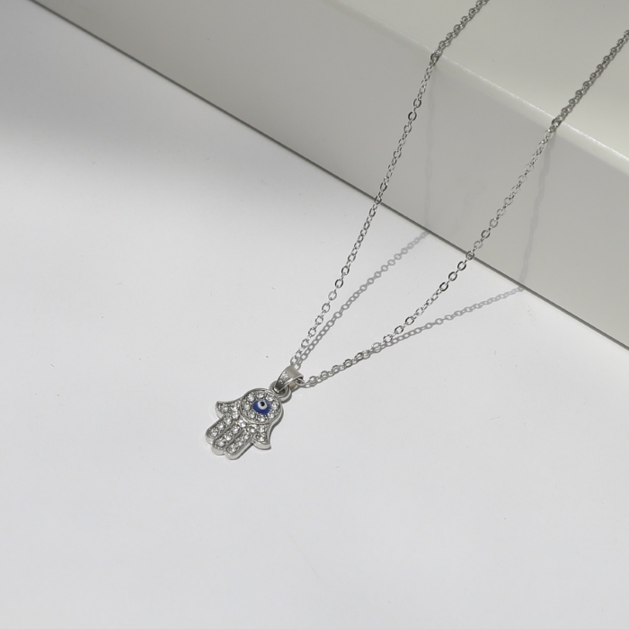 RHINESTONE HAND CHARM NECKLACE