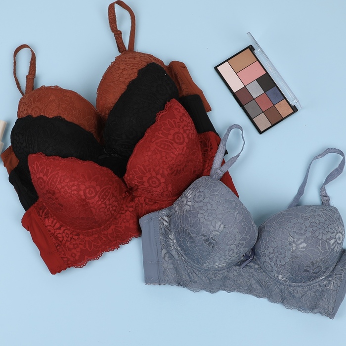 LACE FLORAL MESH DETAIL SINGLE BRA