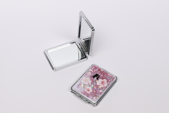 FLOWERS GLITTER MINI POCKET MIRROR