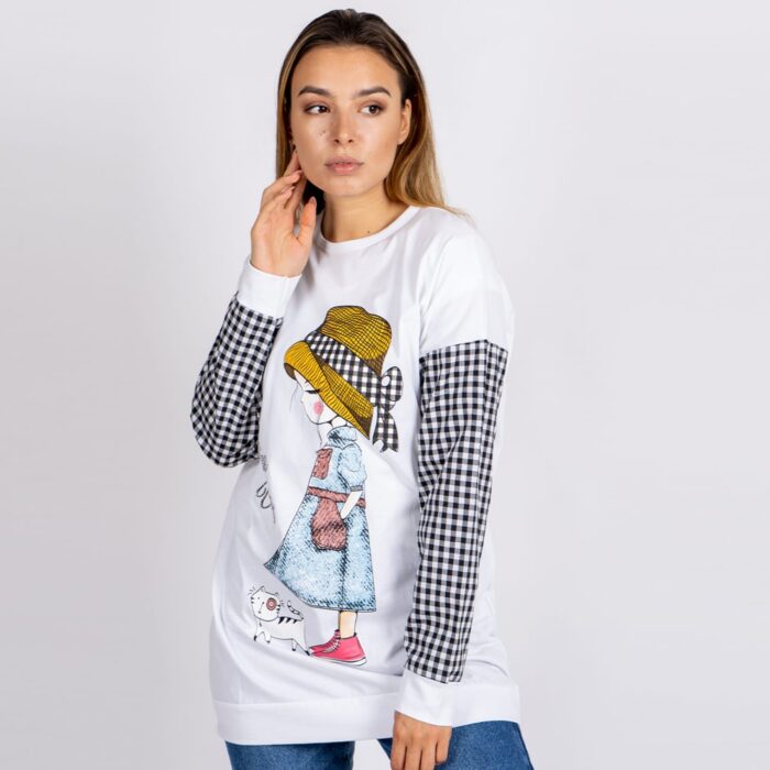 PRINTED LONG COTTON BLOUSE