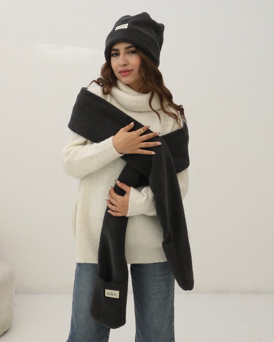STYLISH HEADWEAR WITH MATCHING SCARF (2 PC )