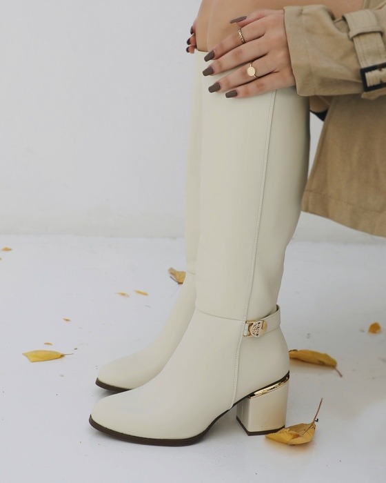 CASUAL ROUND TOE KNEE BOOTS WITH SIDE ZIPPER