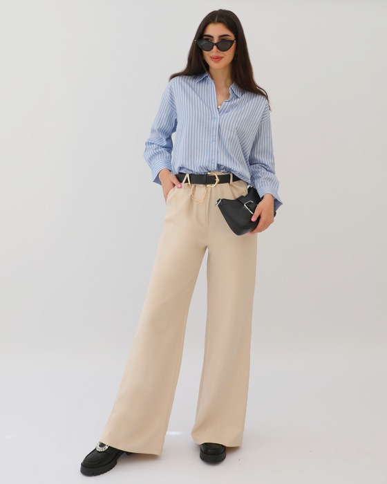 WOMEN CASUAL LOOSE LONG SLEEVE STRIPED SHIRT