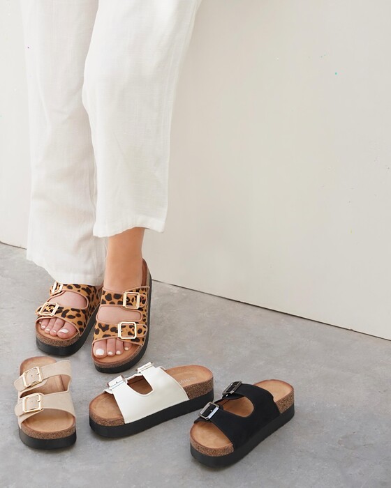 DOUBLE BUCKLE SLIDE SLIPPER