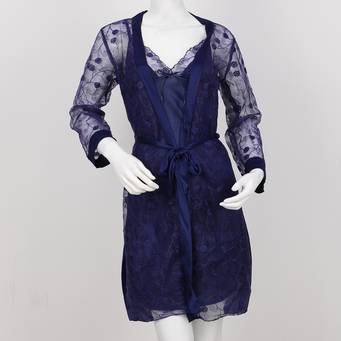 FLOWER PRINT POPOVER HEM DRESS & ROBE (3 PCS)