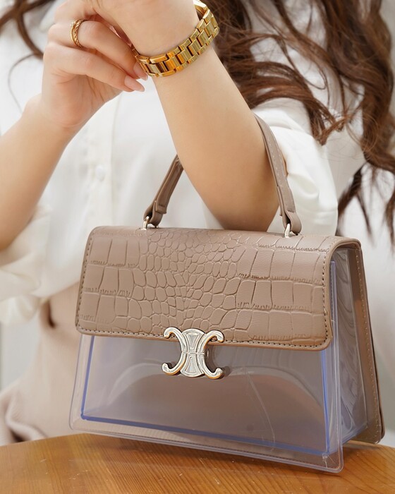 ELEGANT TRANSPARENT TOP HANDLE HANDBAG