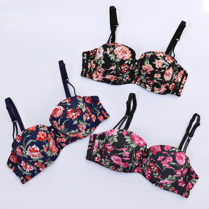 FLORAL PRINT STRAP BRA