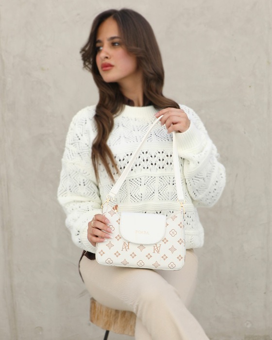 PATTERNED CROSSBODY BAG WITH METAL DETAIL