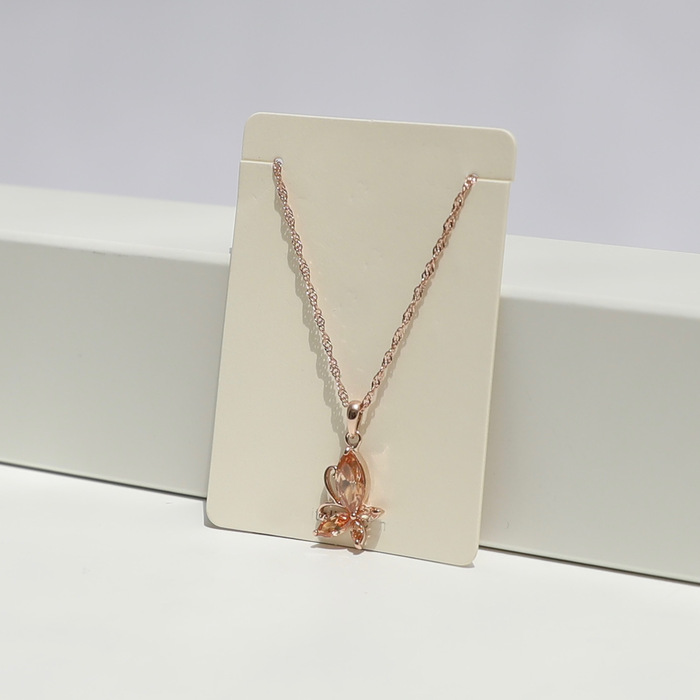 RHINESTONE BUTTERFLY CHARM NECKLACE