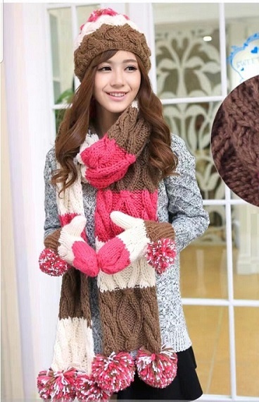 WOOL CAP + SCARF + GLOVES ( 3 PIECES )