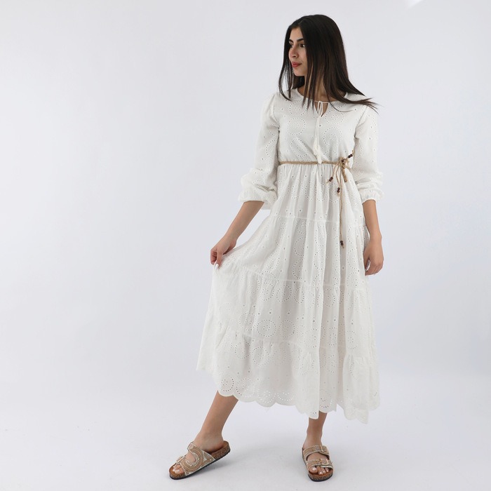 FLARE LONG SLEEVE RUFFLE HEM ELEGANT DRESS