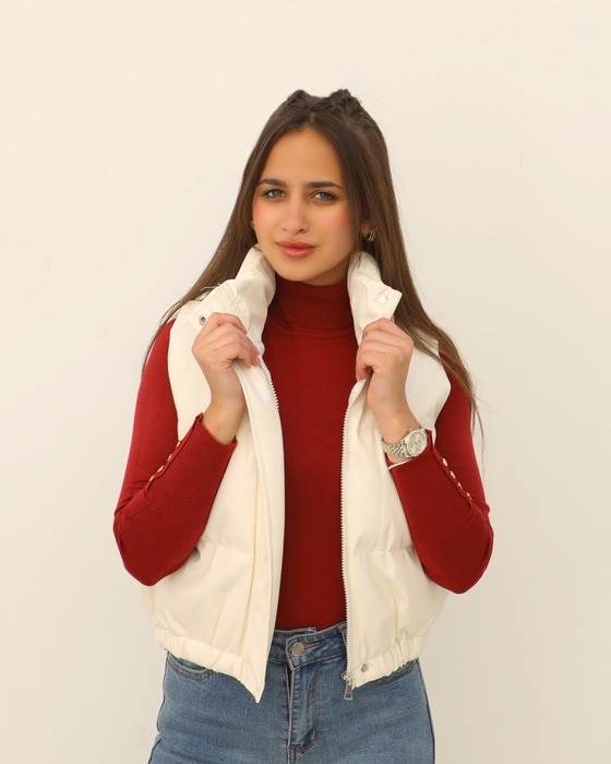 LEATHER-LOOK PUFFER VEST