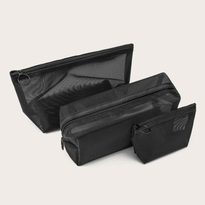 CLEAR MESH MAKEUP BAG SET