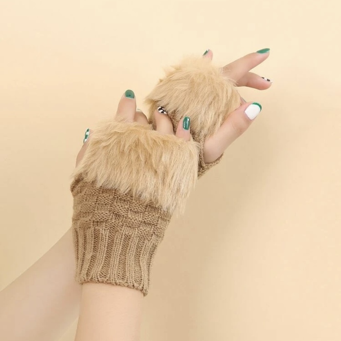 FLUFFY FINGERLESS KINT GLOVE