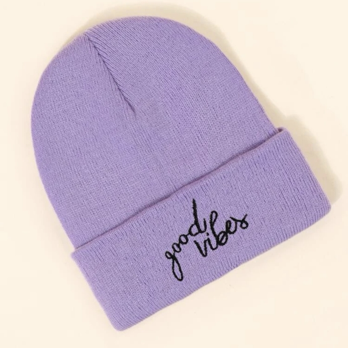 LETTERS PRINTED KNITTED BEANIE