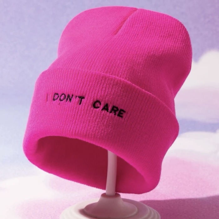 I DONT CARE KNITTED BEANIE