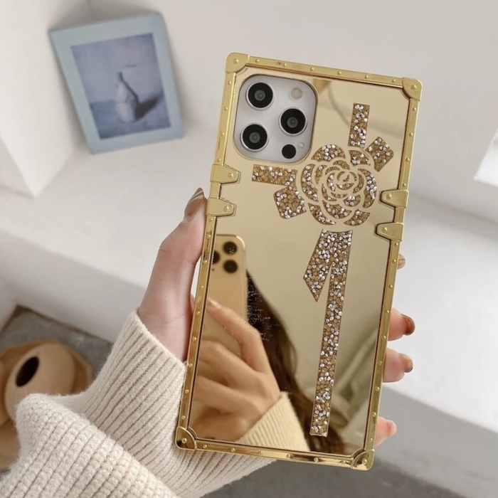 FLOWER PATTERN MIRROR IPHONE CASE