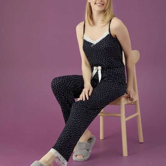 TINY DOTS PRINT TOP&PANTS PJ SET