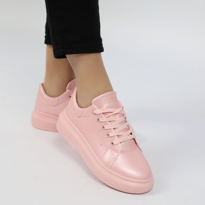 PU LEATHER MINIMALIST LACE UP SNEAKERS