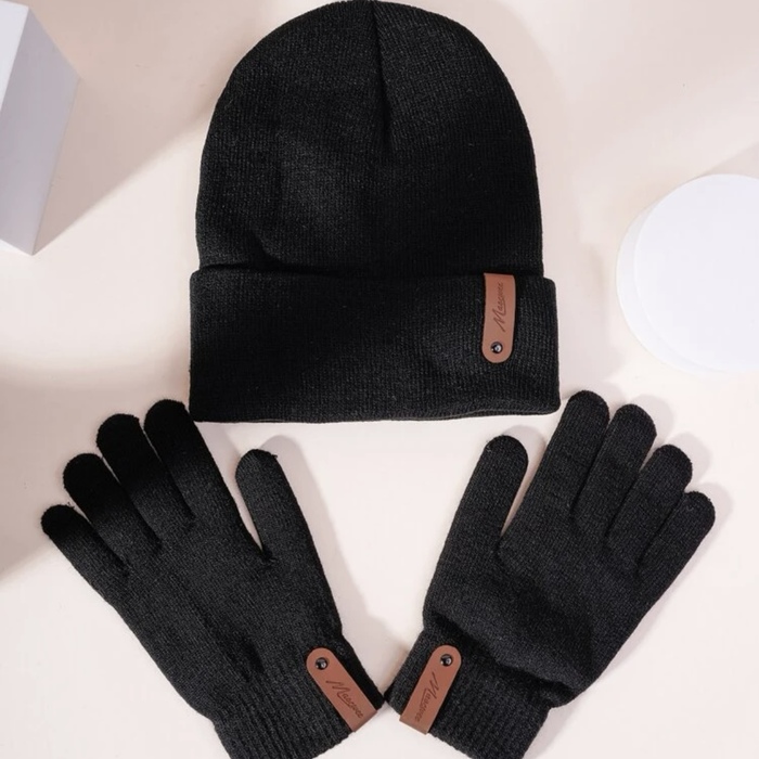LETTER LABEL BEANIE & GLOVES