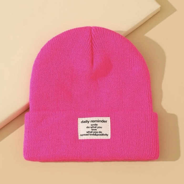 SLOGAN PATCH DECOR CUFF BEANIE