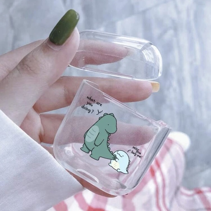 CARTOON DINOSAUR CLEAR CASE COMPATIBLE WITH AIRPODS‏‏