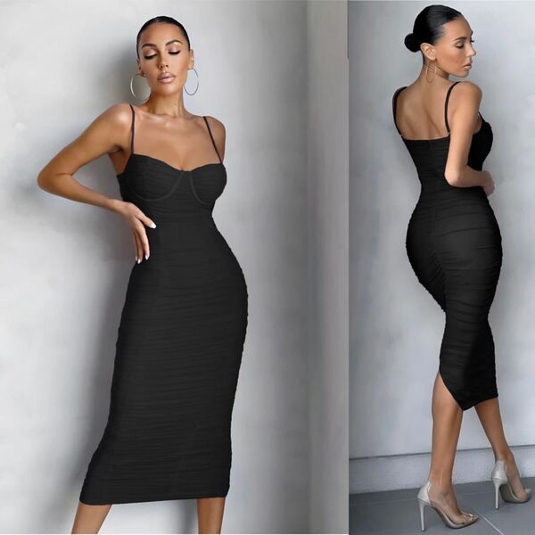 SOLID BACKLESS BODY DRESS